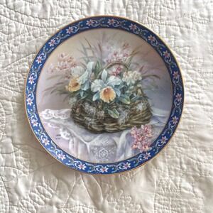 Bradford Exchange Lena Liu "Orchids" Collector Plate W.S. George Basket Bouquets